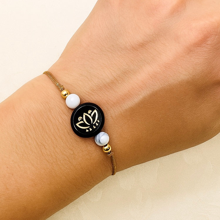 Howlith Edelstein Armband mit Lotusblume