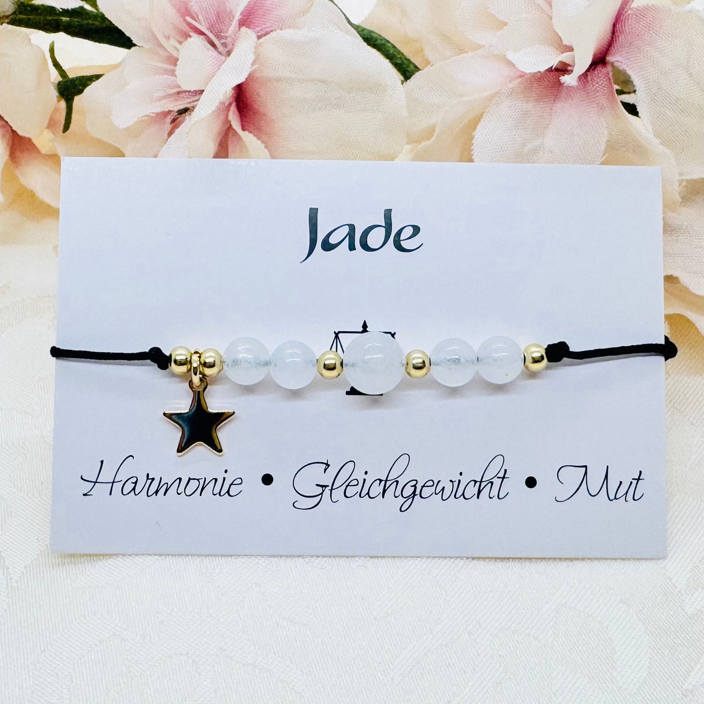 Jade Edelstein Makramee Armband