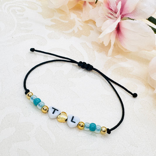 Personalisierbares Perlen Armband türkis