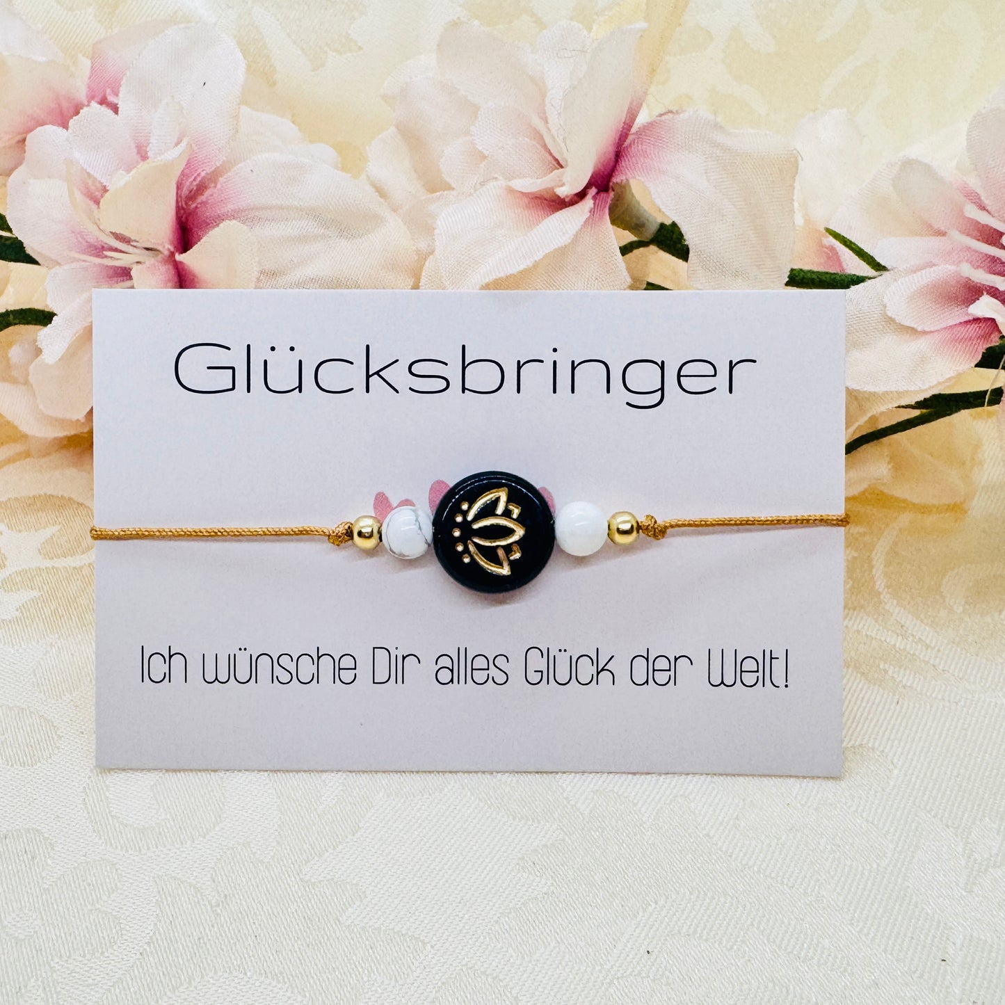 Howlith Edelstein Armband mit Lotusblume