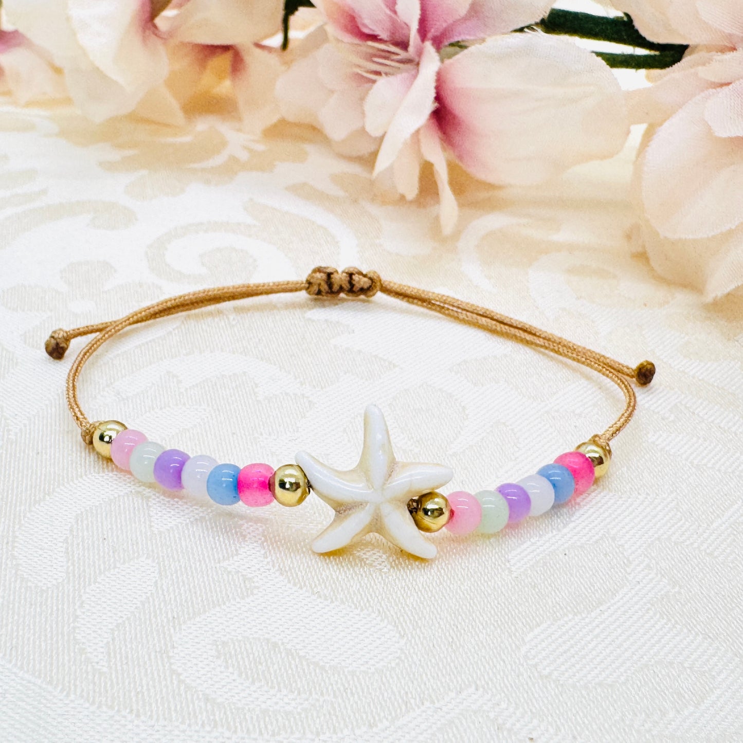 Filigranes Seestern Sommer Armband Pastell