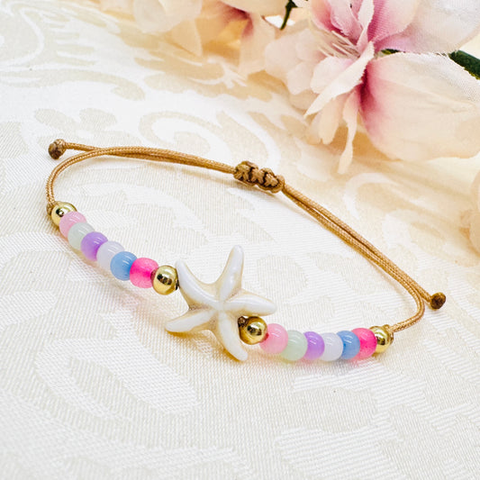 Filigranes Seestern Sommer Armband Pastell