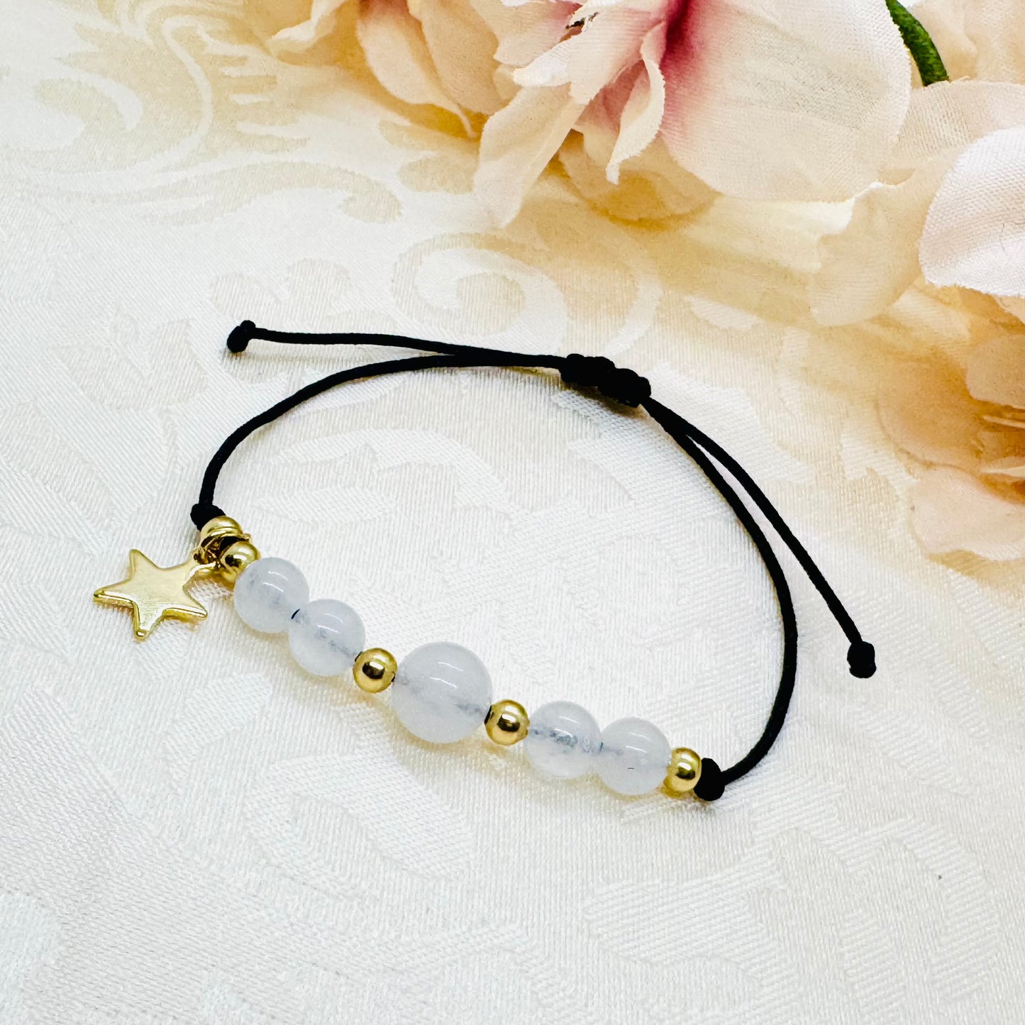 Jade Edelstein Makramee Armband