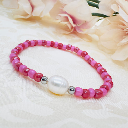 Perlenarmband mit Süßwasserperle pink