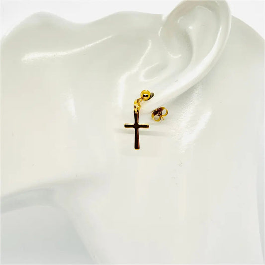 Goldene Edelstahl Kreuz Ohrstecker