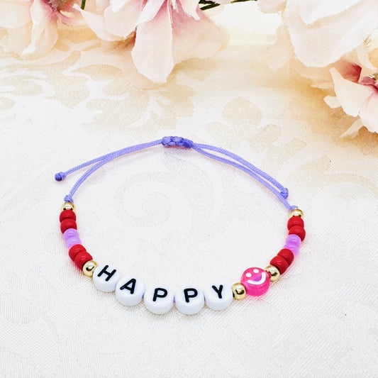 Personalisierbares Smiley Makramee Armband