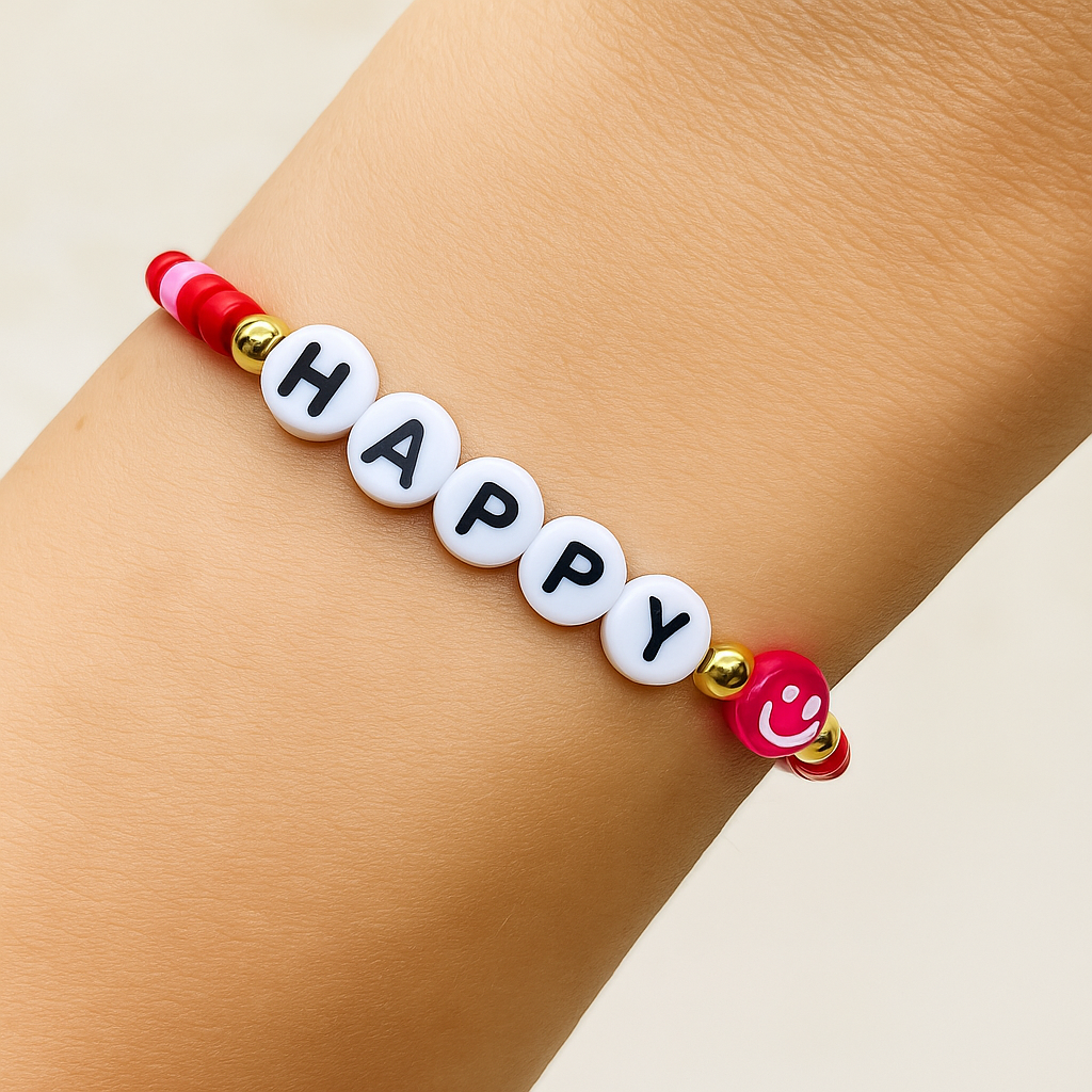 Personalisierbares Smiley Makramee Armband