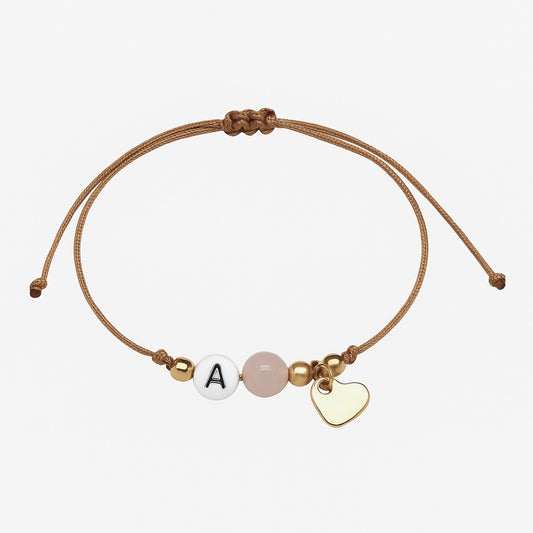 Personalisiertes Rosenquarz Armband mit Herz