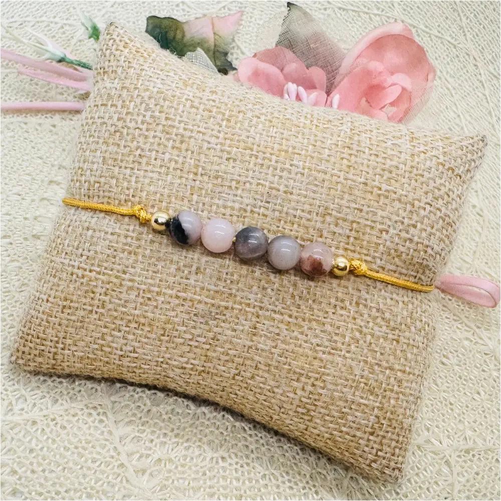 Filigranes Rhodonit Edelstein Armband - zartes Freundschaftsarmband