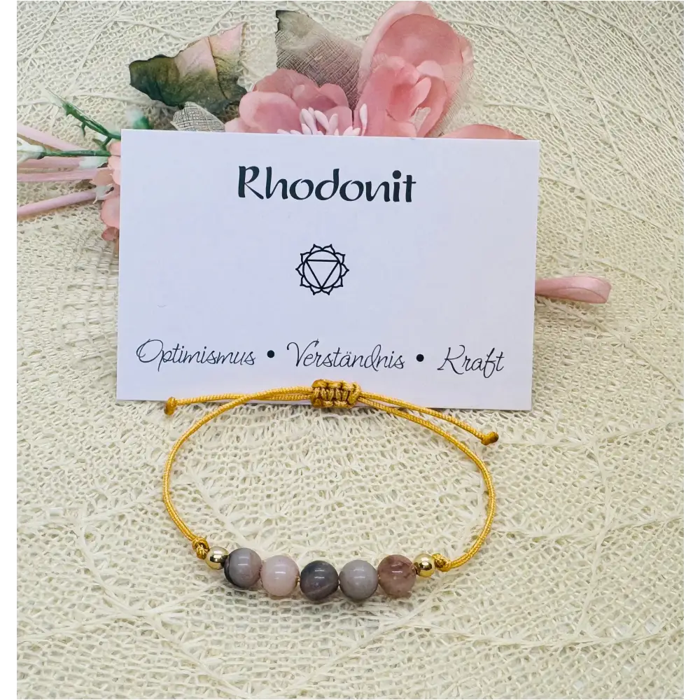 Filigranes Rhodonit Edelstein Armband - zartes Freundschaftsarmband