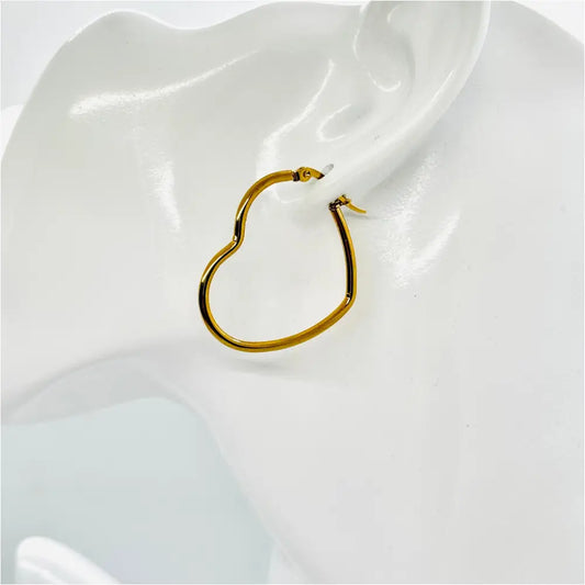 Golde Edelstahl Herz Creolen Anmarii