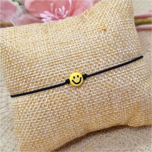 Happy Smiley Makramee Armband gelb inkl. keep smiling Kärtchen - Geschenk