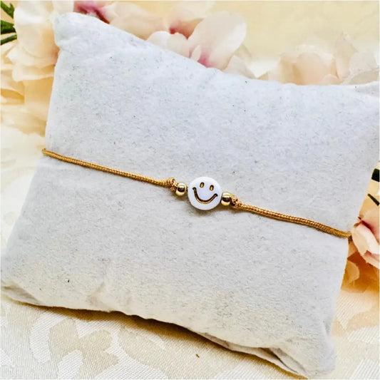Happy Smiley Makramee Armband gold verstellbar Anmarii