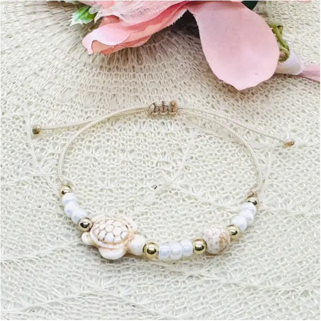 Howlith Schildkröte Makramee Armband Anmarii