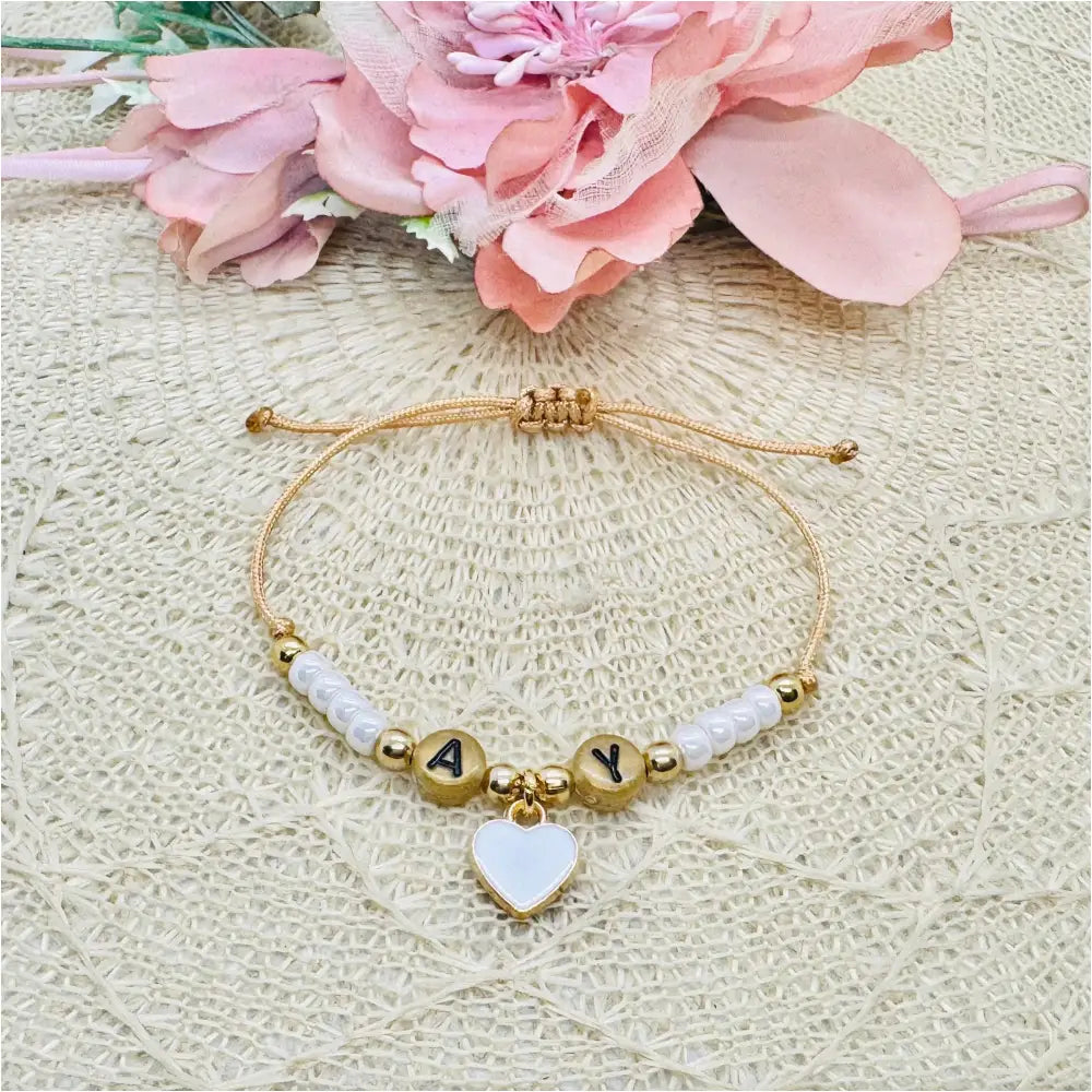 Initial Armband mit Herz Anhänger - filigranes Armband personalisiert - Partnerarmband