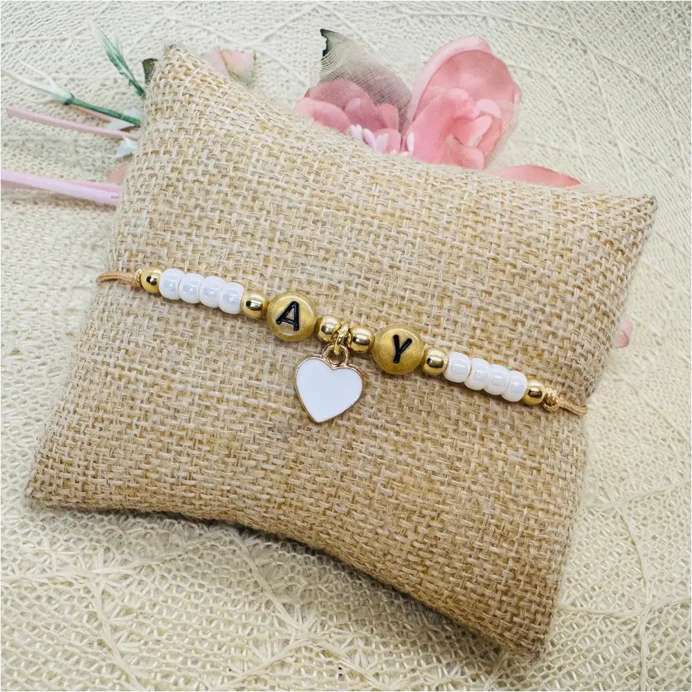 Initial Armband mit Herz Anhänger - filigranes Armband personalisiert - Partnerarmband