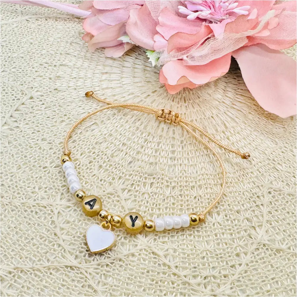 Initial Armband mit Herz Anhänger - filigranes Armband personalisiert - Partnerarmband