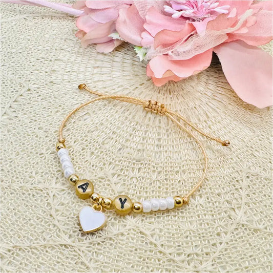Initial Armband mit Herz Anhänger - filigranes Armband personalisiert - Partnerarmband
