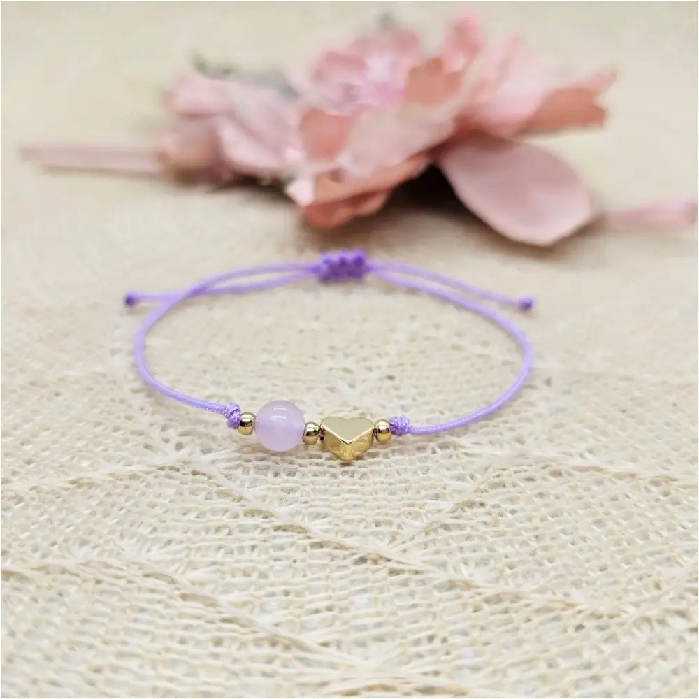 Jade Edelstein Armband mit Herz - zartes Makramee Freundschaftsarmband