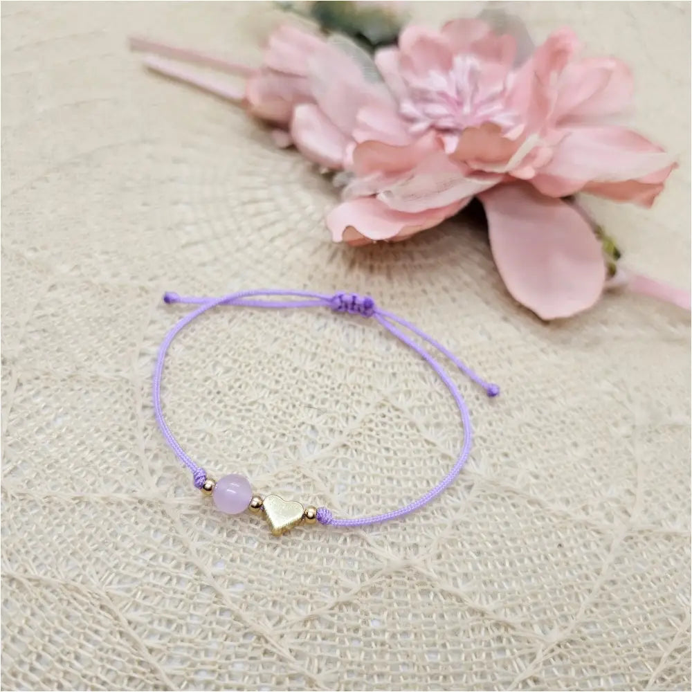 Jade Edelstein Armband mit Herz - zartes Makramee Freundschaftsarmband