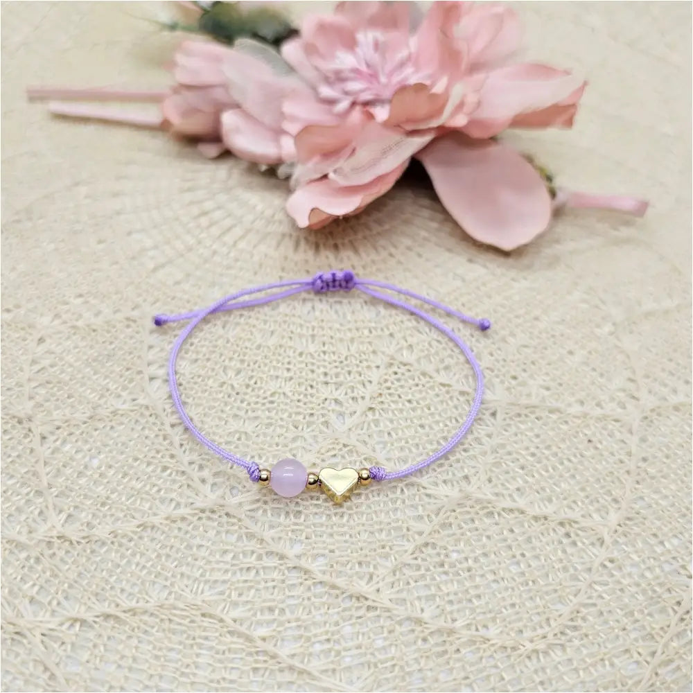 Jade Edelstein Armband mit Herz - zartes Makramee Freundschaftsarmband