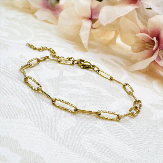 Paperclip Armkettchen Gold aus Edelstahl 18 cm - Gliederarmband - Damen Armband - elegantes Armband - Geschenk