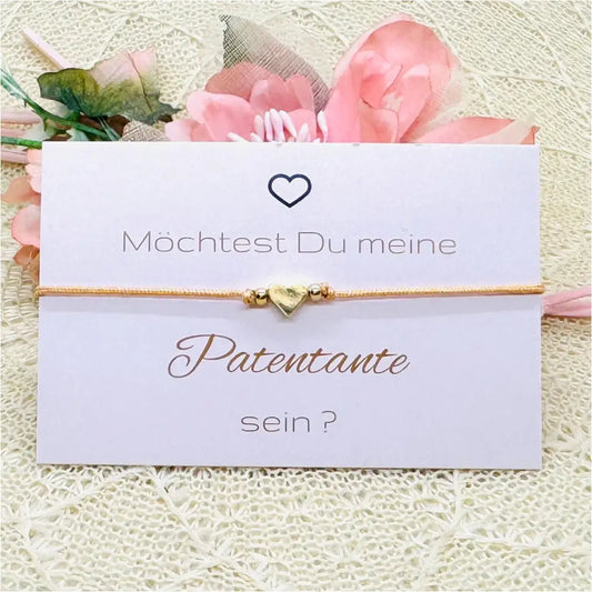 Patentante Herz Armband  - zartes Makramee Freundschaftsarmband inkl. Kärtchen - Frage Patentante Anmarii