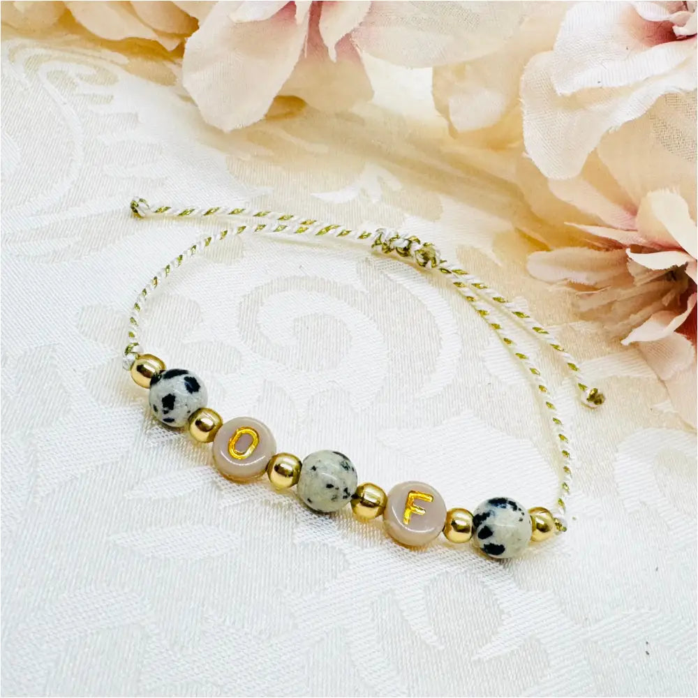 Personalisierbares Dalmatiner Jaspis Makramee Armband Anmarii