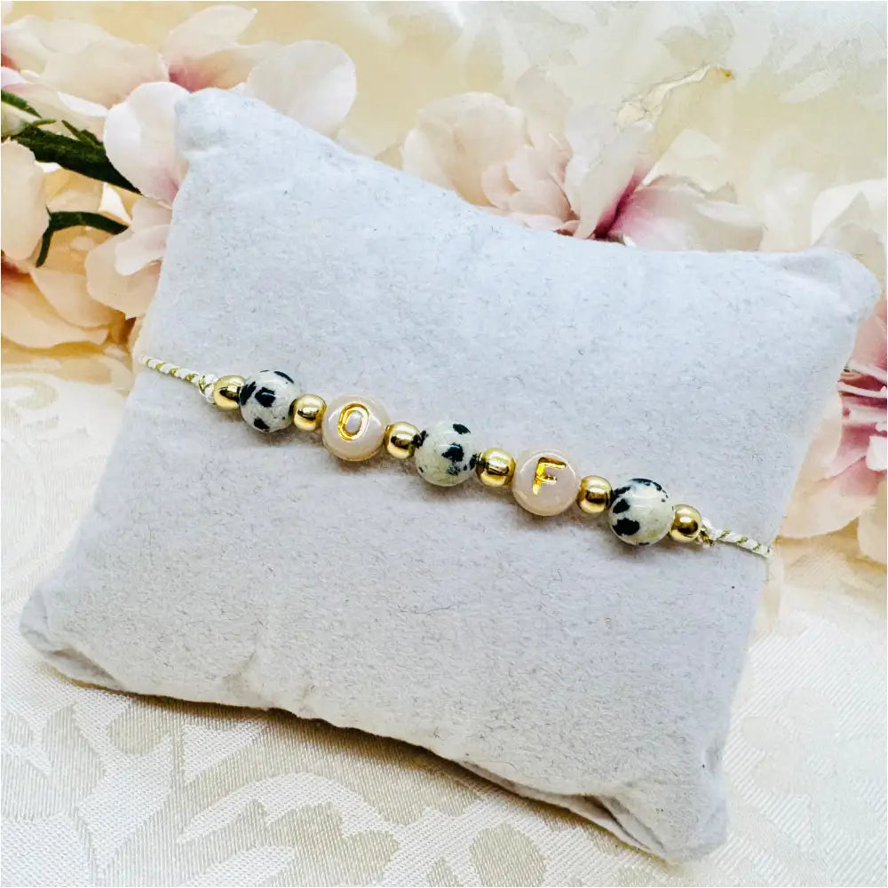 Personalisierbares Dalmatiner Jaspis Makramee Armband Anmarii