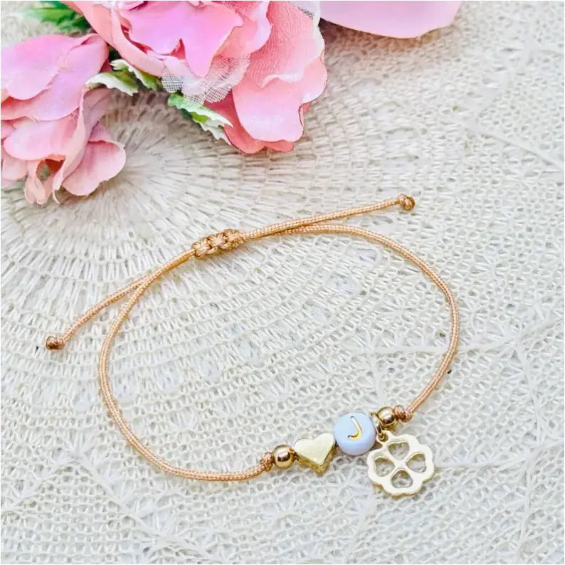 Personalisiertes Smiley Glücksbringer Armband gold Anmarii