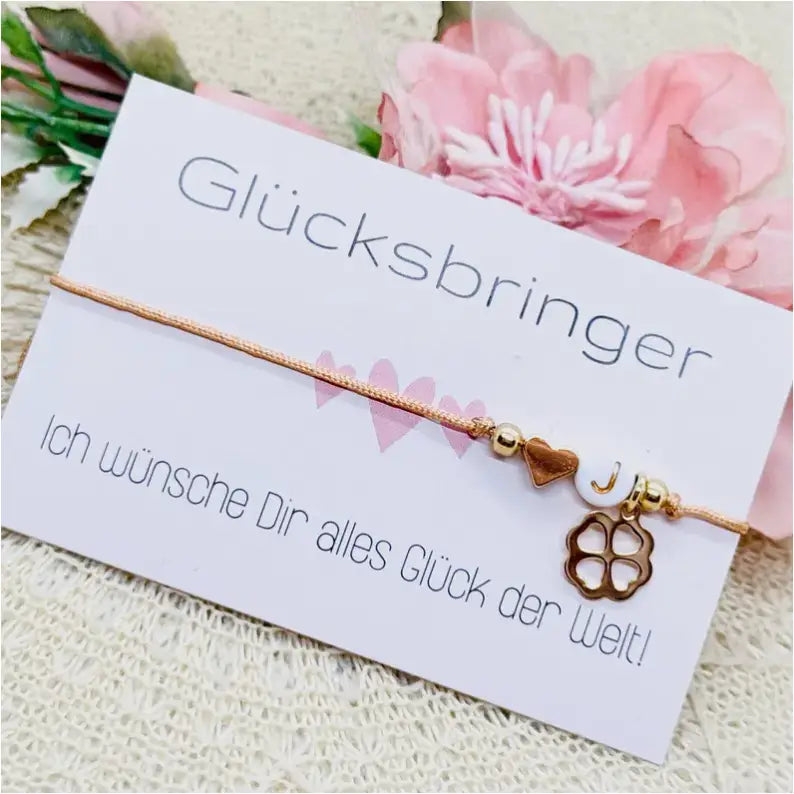 Personalisiertes Smiley Glücksbringer Armband gold Anmarii
