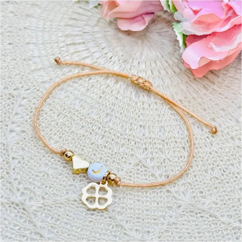 Personalisiertes Smiley Glücksbringer Armband gold Anmarii