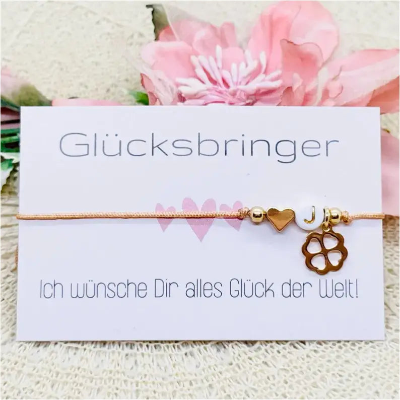 Personalisiertes Smiley Glücksbringer Armband gold Anmarii