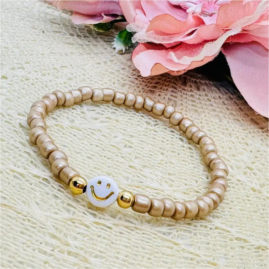 Smiley Perlenarmband in verschiedenen Farben - Armband elastisch