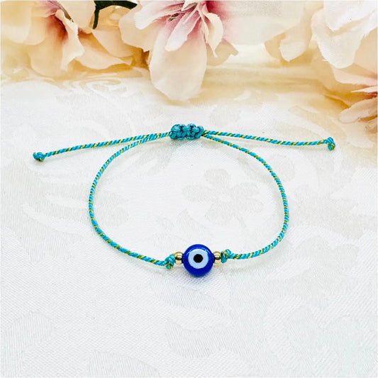 Zartes Evil Eye Glücksbringer Armband mint gold Anmarii