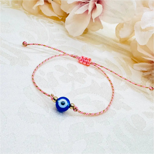 Zartes Evil Eye Glücksbringer Armband rosa gold Anmarii