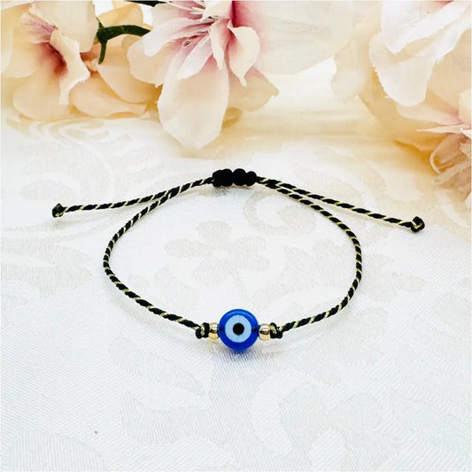 Zartes Evil Eye Glücksbringer Armband schwarz gold Anmarii